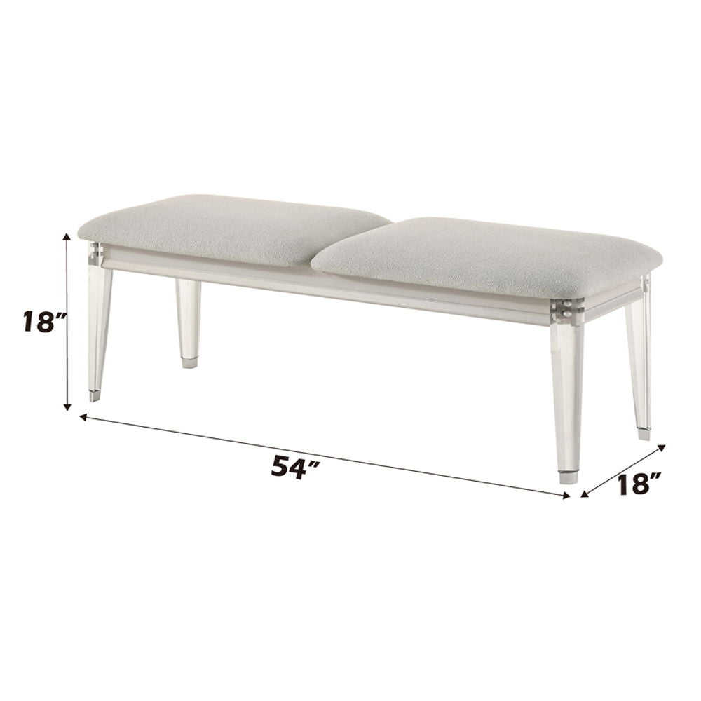 Step into a realm of elegance with the Laveda bedroom set, where light gray boucle meets a pearl white finish for an exquisite blend of sophistication and serenity. The clean lines and contemporary design create a harmonious balance, perfect for modern in