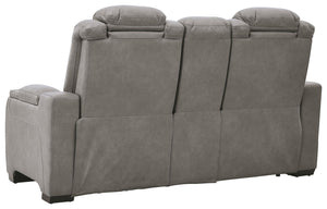 The Man-Den - Gray - PWR REC Loveseat/Con/Adj HDRST