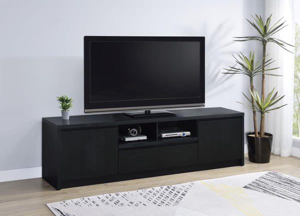  itâ€™s topped with a scratch-resistant eco-friendly laminate veneer. The unit includes two cabinets for concealed sto