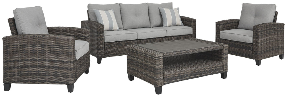 Make comfort and luxury a part of outdoor living with this 4-piece outdoor furniture set. Crafted to withstand the elements, this outdoor furniture setâ€™s rust-free aluminum frame is wrapped in a handwoven resin wicker thatâ€™s wonderfully low maintenanc