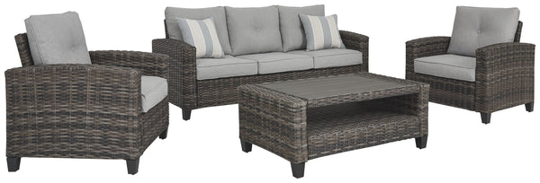 Make comfort and luxury a part of outdoor living with this 4-piece outdoor furniture set. Crafted to withstand the elements, this outdoor furniture setâ€™s rust-free aluminum frame is wrapped in a handwoven resin wicker thatâ€™s wonderfully low maintenanc
