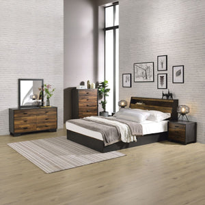 Eos - Queen Bed - Walnut & Black Finish