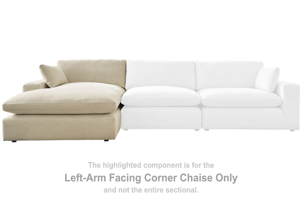 This left-arm facing corner chaise is made with polyester upholstery. Fully finished on all sides, it pairs with other items in the series to make a modular sectional.<br><br><b>Additional Dimensions</b><br><ul><li>Arm height: 25-"</li><li>Seat depth: 54-