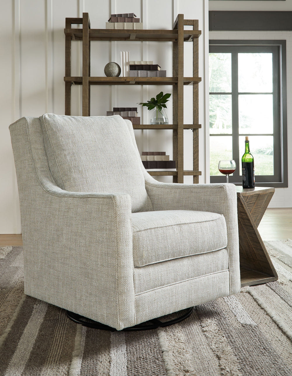 Crisp and coolâ€”but not without its own curvesâ€”this accent chair lends a quiet confidence to your room. A trend-right color and slope arm design keep this grownup accent chair feeling youthful.<br><br><b>Additional Dimensions</b><br><ul><li>Minimum wid