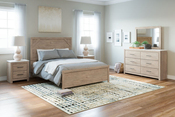  clean and casually modern. This nightstandâ€™s light natural finish and faux Calcutta marble top set the tone for your calming sanctuary. Large linear pulls add dimension and authenticity. Two smooth-gliding drawers neatly accommodate your bedside n