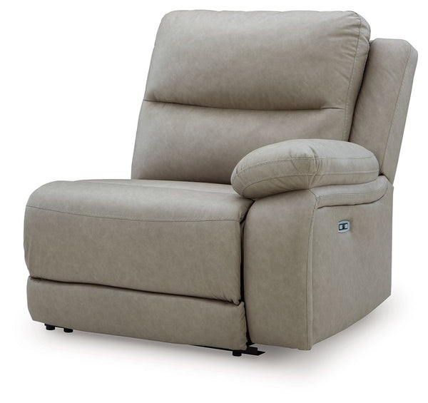 This right-arm facing power recliner is made with faux leather upholstery. It pairs with other items in the series to make a modular sectional.<br/><br/><b>Product Features</b><ul><li>Compatible with other 99201 items, sold separately</li></ul><br/>