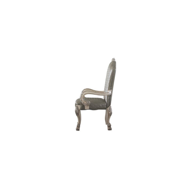  Arm Chair (High Backrest) Stationary Seat: Standard Dining Height Padded SEAT & BACK: PU Padded Scalloped Apron Seat (Diamond Pattern & Welt Trim) Arched Backrest: Diamond Pattern Inside