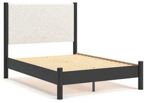 Cadmori - Black / White - Full Upholstered Panel Bed