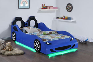 Cruiser - Wood Twin LED Car Bed - Blue