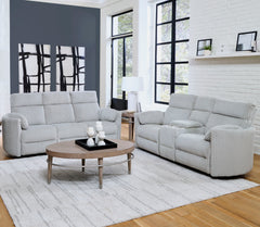 Perfect for relaxing at the end of a long day, this Power Sofa, Loveseat, and Glider-Recliner set features smooth power reclining for ultimate comfort.<br/><br/><b>Product Features</b><ul><li>Frame and wrapped in 100% polyester fabric</li><li>Curved arms<