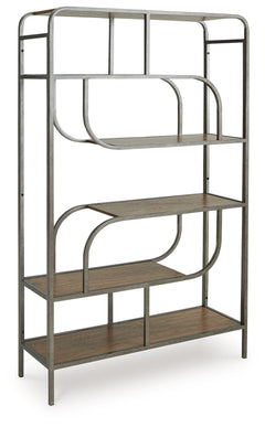 If you-'re a fan of contemporary design, you-'ll love this bookcase. The metal frame is sleek, sculptural and modern. Beautified with a brown finish, five gallery shelves stack up great form and function.<br><br><b>Additional Dimensions</b><br><ul><li>Ope
