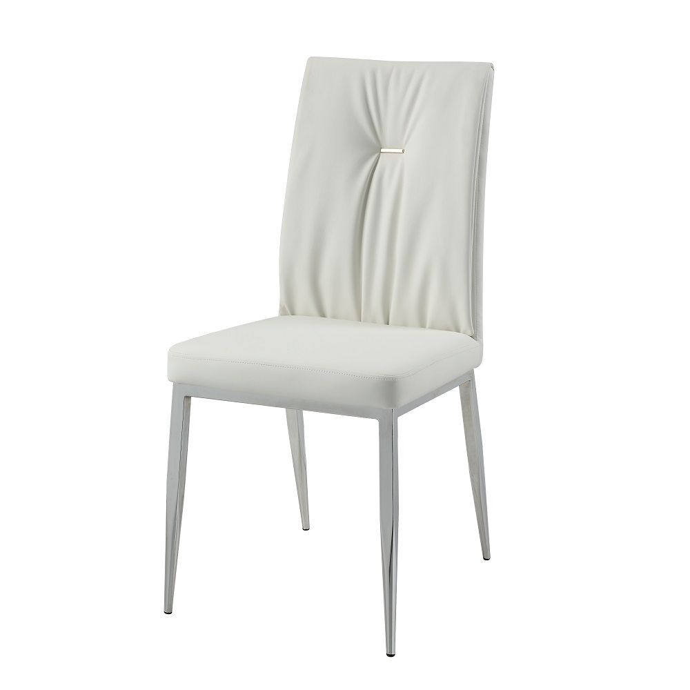 1x14-" Drop in Leaf Included High Gloss Finish Chrome Finish Base Upholstered Chair with Chrome Metal Legss