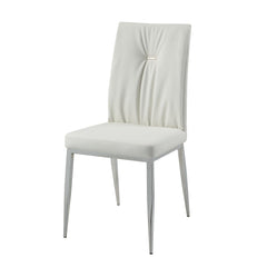1x14-" Drop in Leaf Included High Gloss Finish Chrome Finish Base Upholstered Chair with Chrome Metal Legss