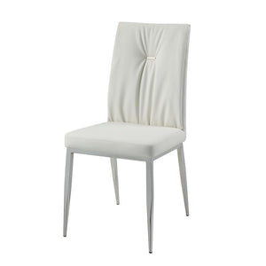 1x14-" Drop in Leaf Included High Gloss Finish Chrome Finish Base Upholstered Chair with Chrome Metal Legss