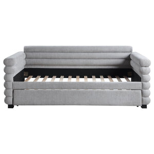 Patricia - Boucle Upholstered Twin Day Bed With Trundle - Gray