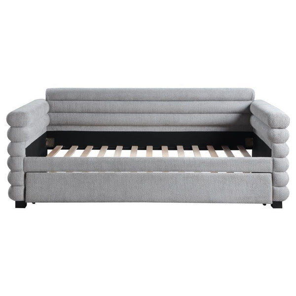 Patricia - Boucle Upholstered Twin Day Bed With Trundle - Gray