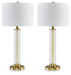 The body of this elegant table lamp has a contemporary flair, with a transparent glass cylinder that reveals a brass-tone rod inside. It-'s a minimal design made for maximal illumination.<br><br><b>Additional Dimensions</b><br><ul><li>Shade: 0-"</li><li>C