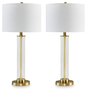 The body of this elegant table lamp has a contemporary flair, with a transparent glass cylinder that reveals a brass-tone rod inside. It-'s a minimal design made for maximal illumination.<br><br><b>Additional Dimensions</b><br><ul><li>Shade: 0-"</li><li>C