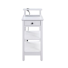 Acting as a perch for lamps, books, and other decorative accents, this Slayer side table is an asset in any living room. The rectangular table top includes a USB power dock so you can always stay connected. Featuring a drawer and two shelves, it becomes t
