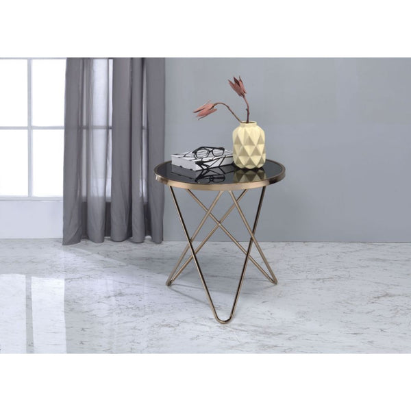 Valora - End Table - Champagne & Black Glass