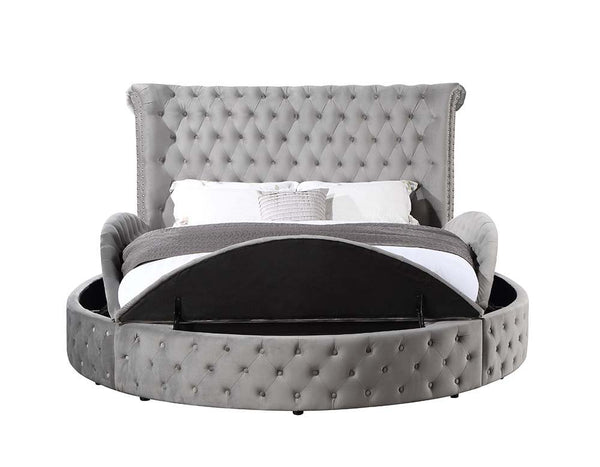 Gaiva - Queen Bed - Gray Velvet