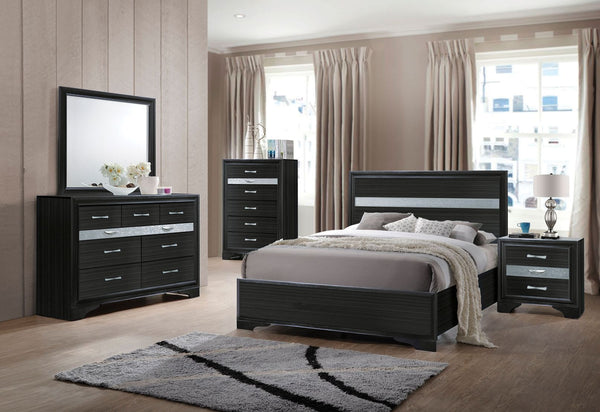 The Naima bedroom collection offers sophisticated look, clean lines and contemporary style. Features panel headboard, and low profile footboard in bright white finish with contrasting light gray trim panel, which provides elegant style that will bring you
