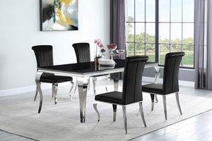 Carone - Rectangular Glass Top Dining Table - Black And Chrome