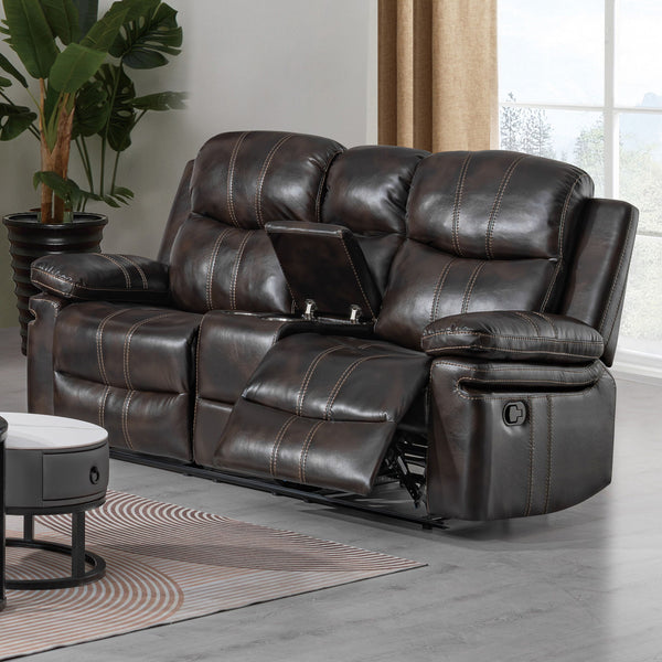 Kellen - Console Loveseat With Dual Recliners - Brown