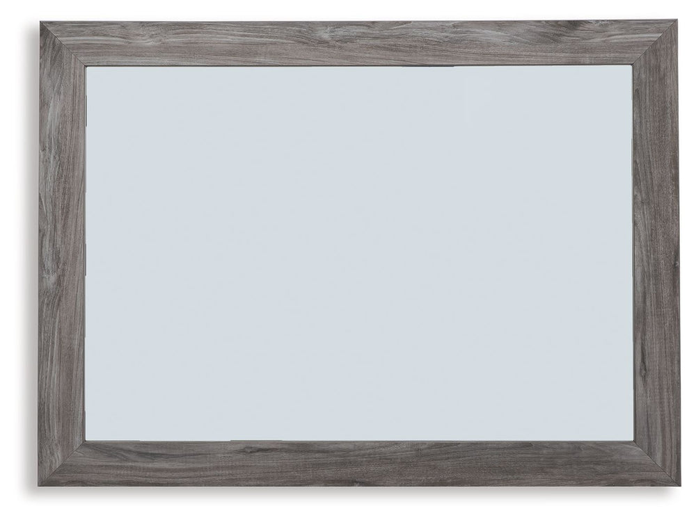 Alluring smoky gray hues create an ambiance that just feels right. This bedroom mirror has a charming wood-like appeal enriched by neutral tones and a textured look. Whether it-'s mounted on a dresser or to a wall, it brings a refined yet relaxed feel to 