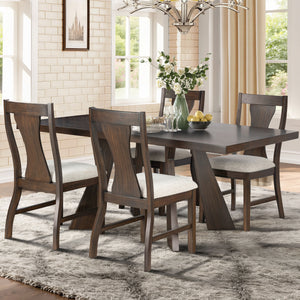 Chestnut Ridge - 5 Piece Dining Room Set (Round 72## Table & 4 Chairs) - Brown / Beige