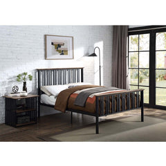 Introducing the Zudora collection. This modern collection is composed of slatted metal pieces with a wooden finish for an industrial look. The antique oak and sandy gray finish perfectly merge rustic and industrial making them appear more inviting. The du