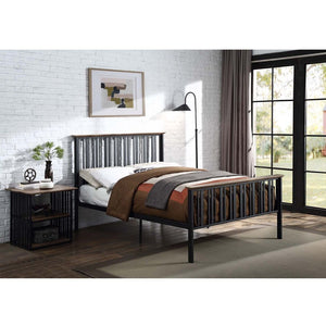 Introducing the Zudora collection. This modern collection is composed of slatted metal pieces with a wooden finish for an industrial look. The antique oak and sandy gray finish perfectly merge rustic and industrial making them appear more inviting. The du