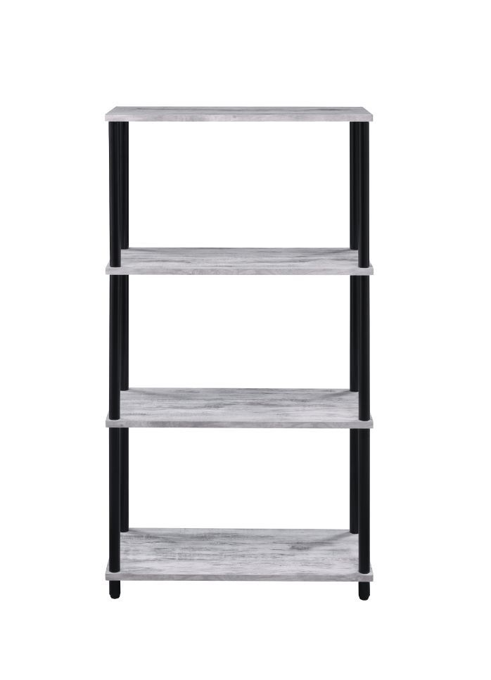 Add some original and cozy ideas to your reading place. The Nypho Bookshelf is truly impressive piece of furniture that features rustic wooden shelves and black-finished metal frame. It provides four shelves for books, magazines, and other decorative item