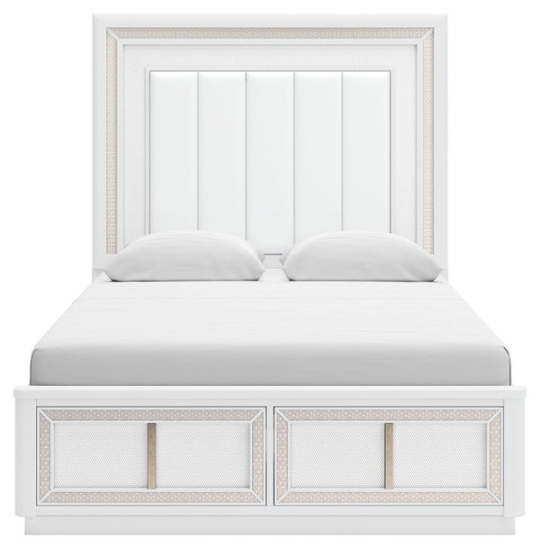 Chalanna - White - Queen Upholstered Storage Bed