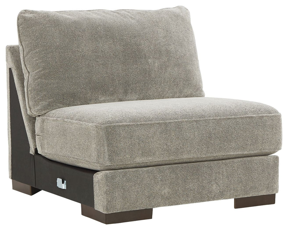 This armless chair is made with polyester upholstery. Pairs with other items in the series to make a sectional.<br><br><b>Additional Dimensions</b><br><ul><li>Seat depth: 26-"</li><li>Seat height: 21-"</li><li>Top of cushion to top of back: 17-"</li><li>L