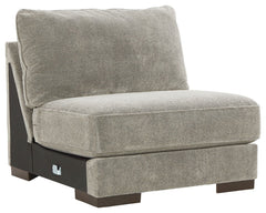 This armless chair is made with polyester upholstery. Pairs with other items in the series to make a sectional.<br><br><b>Additional Dimensions</b><br><ul><li>Seat depth: 26-"</li><li>Seat height: 21-"</li><li>Top of cushion to top of back: 17-"</li><li>L