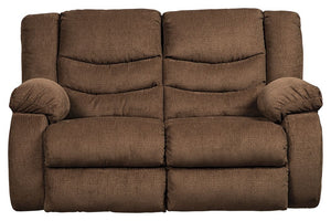 This reclining loveseat puts the win in winning. Its waterfall back design and doubly plump pillowtop arms team up with soft chenille fabric to go for the goal. Ample seating room makes the comfort possibilities endless. Sit back and relax. You wonâ€™t go