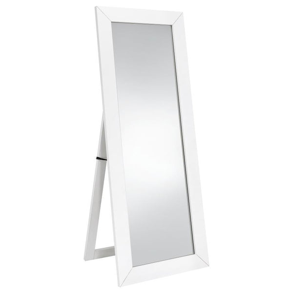 Elevate your dressing area with this versatile full-length floor mirror, blending style and practicality to enhance your daily routine. Its engineered wood frame and laminate veneer construction provide lasting durability, while the shatterproof tempered 
