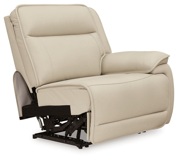 This right-arm facing power recliner is made with leather and faux leather upholstery. Pairs with other items in the series to make a sectional.<br><br><b>Additional Dimensions</b><br><ul><li>Seat width: 30-"</li><li>Seat depth: 22.38-"</li><li>Seat heigh