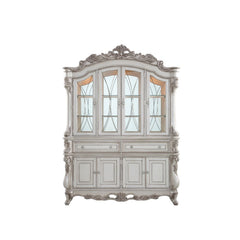 Exclusively designed and filled with romantic spirit, this hutch and buffet with oversized crown and antique champagne finish. This stylish and detailed collection is ideal for a large gathering and will add elegance to any dining room Decor.<br/><br/><b>