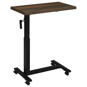 Transform your bedroom into a functional retreat with this height-adjustable C-table, designed specifically for use while reclining in bed. The 28-inch wide wood-inspired top offers ample space for working, dining, or reading. Featuring a smooth hand-cran