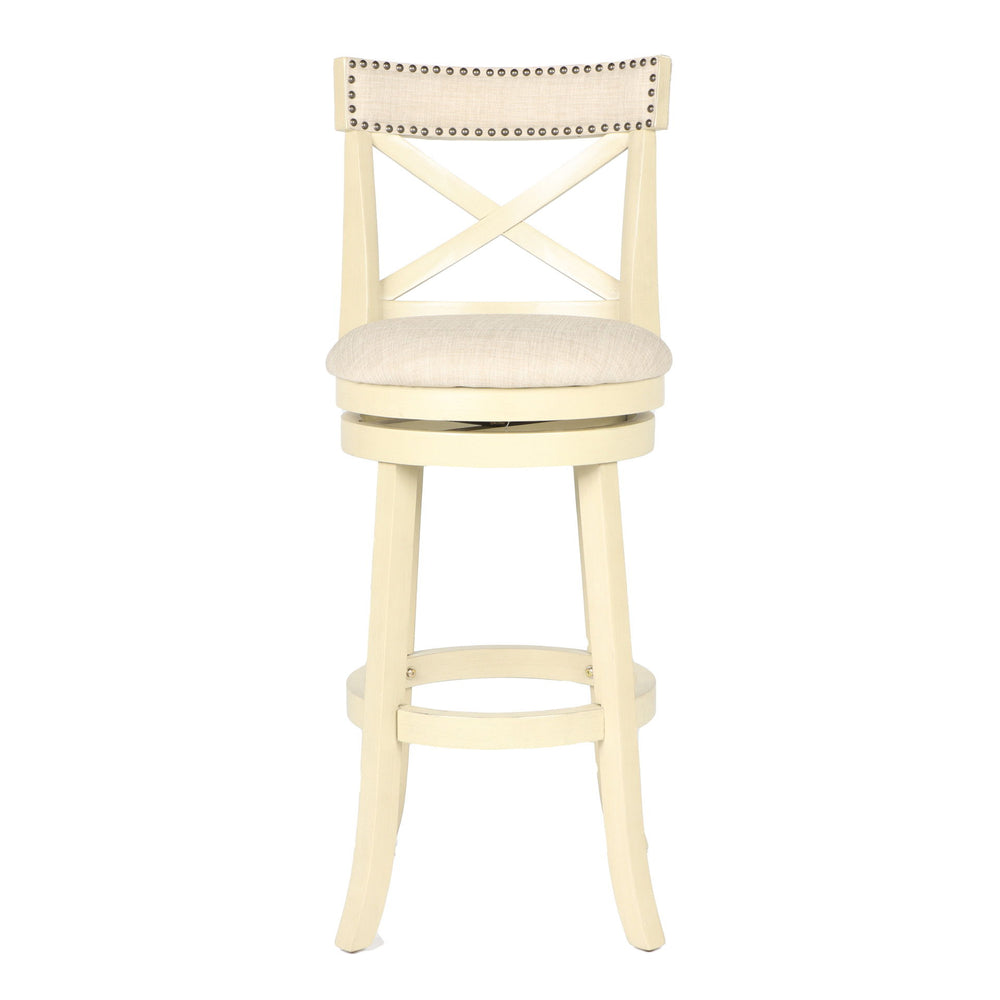 The New Classic Furniture York Pub Height Swivel Bar Stool offers long-lasting strength and durability with its Rubberwood solids and manufactured wood construction. The circular footrest enhances stability, while the 360-degree swivel feature provides co