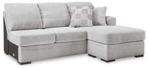 This right-arm facing sofa chaise is made with Next-Gen Nuvellaâ„¢ (polyester) fade-resistant, washable fabric. Pairs with other items in the series to make a sectional.<br><br><b>Additional Dimensions</b><br><ul><li>Arm height: 28-"</li><li>Seat depth: 4