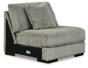 This armless chair is made with polyester upholstery. Pairs with other items in the series to make a sectional.<br><br><b>Additional Dimensions</b><br><ul><li>Seat depth: 28-"</li><li>Seat height: 21-"</li><li>Top of cushion to top of back: 19-"</li><li>L