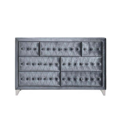7 Drw Drawer: Velvet Padded Fronts, GLIDE Side Metal (2/3 Ext.), DOVETAIL English Front & Back, NOT FELT-LINED, Safety Stop, Manual Close, Hardware: Single Pull Crystal-Like Knob (Plastic, Removable) CONSTRUCTION: Fully Padded Case Wooden Inner Frame: Woo