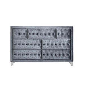 7 Drw Drawer: Velvet Padded Fronts, GLIDE Side Metal (2/3 Ext.), DOVETAIL English Front & Back, NOT FELT-LINED, Safety Stop, Manual Close, Hardware: Single Pull Crystal-Like Knob (Plastic, Removable) CONSTRUCTION: Fully Padded Case Wooden Inner Frame: Woo