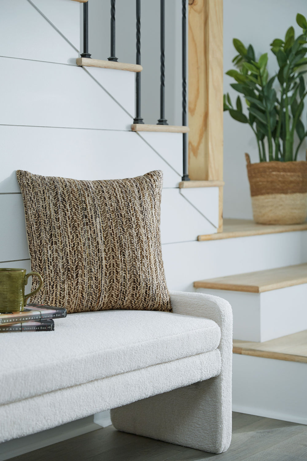 This accent pillow is sure to add a sense of style to your well-edited space. With a relaxed chevron pattern in muted colors, it coordinates easily with existing decor. Loosen up a little and get in touch with your bohemian-chic side.<br/><br/><b>Product 