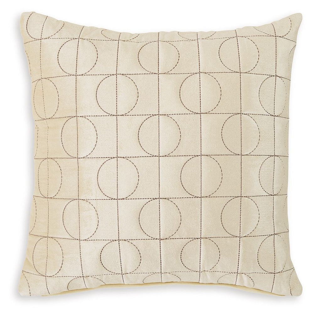 Looking to add a touch of luxury to a sofa or bed? This accent pillow brings touchable texture wherever you place it. The velvety-soft cover is embroidered with a chic geometric design, giving it an art deco-inspired flair. And with its versatile cream hu