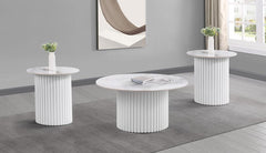 Rowena - 3 Piece Faux Marble Coffee And End Table Set - White