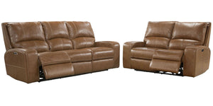 Swift - Power Reclining Sofa And Loveseat - Bourbon